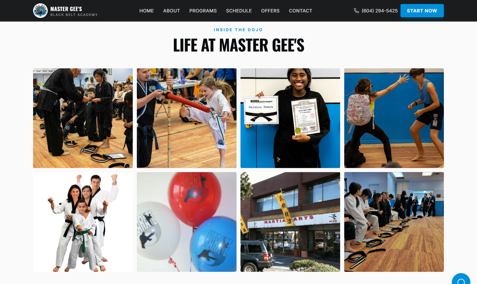 Photo gallery of life inside the dojo at Master Gee's